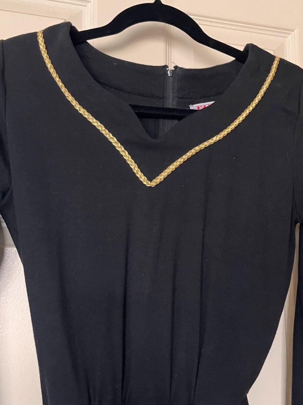 VTG 80'S FADS NWOT Women's S Black Jumpsuit with Gold Braid Trim - Picture 4 of 5